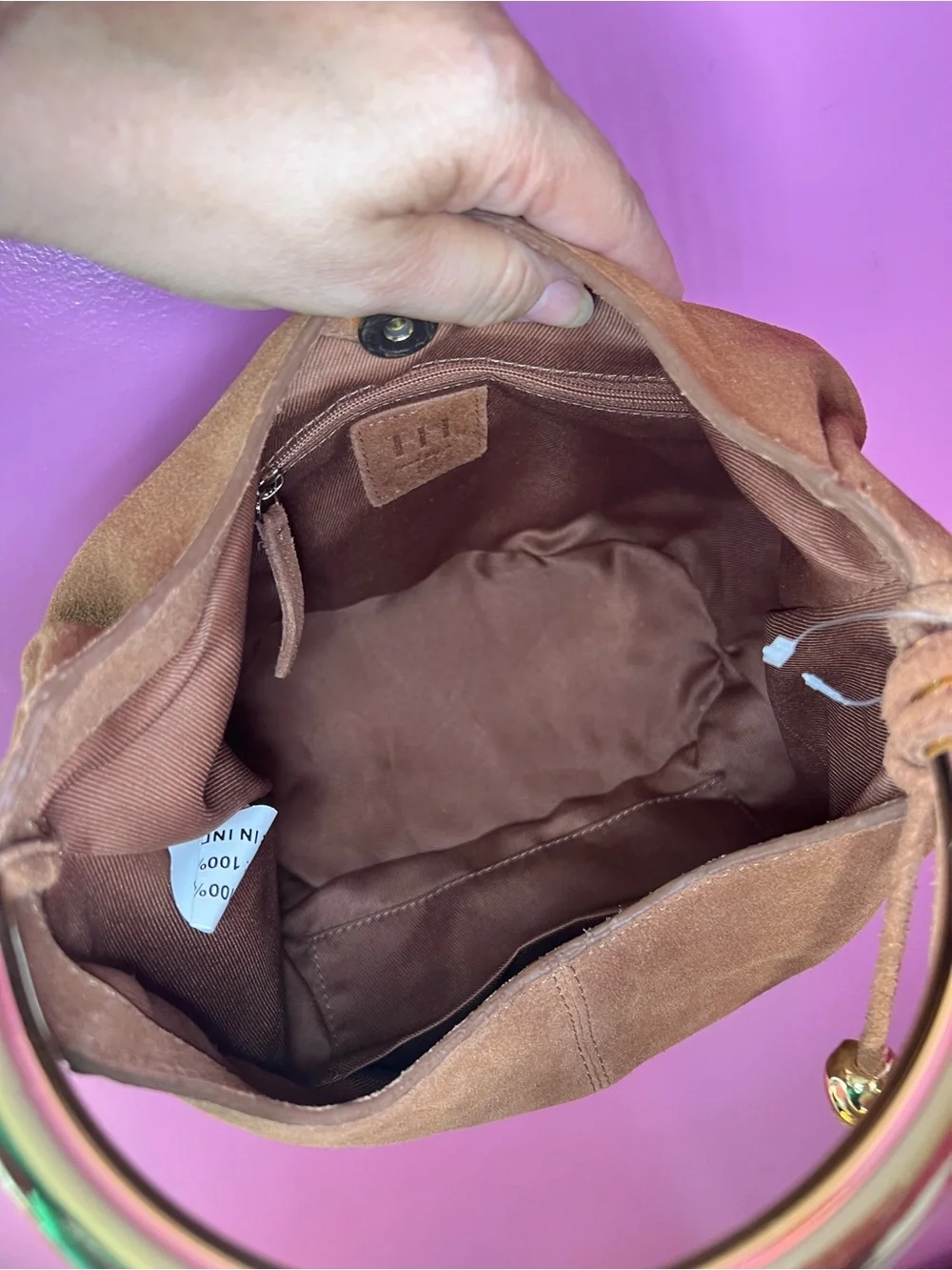 Haute Hippie Brown Suede Hobo with Gold Top Handle
